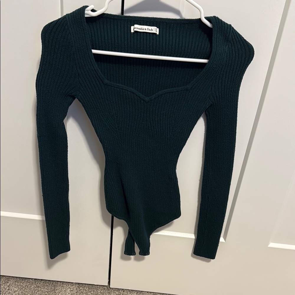 Abercrombie Dark Green Ribbed Sweater Bodysuit
